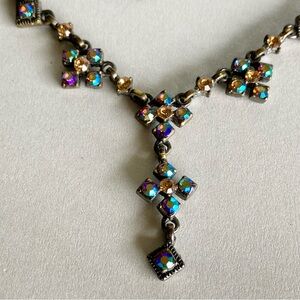 Aurora Crystal Drop Necklace - Iridescent Multicolor